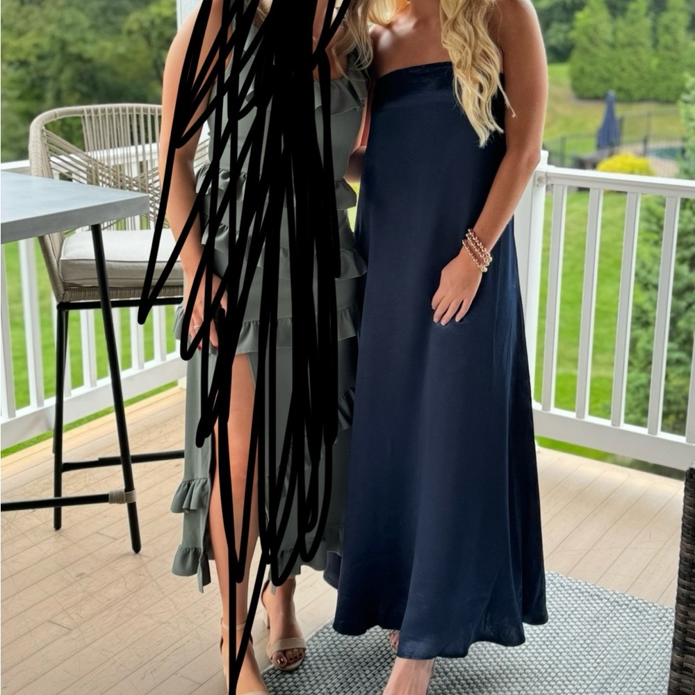 Abercrombie and Fitch Navy Blue Strapless Maxi Dress